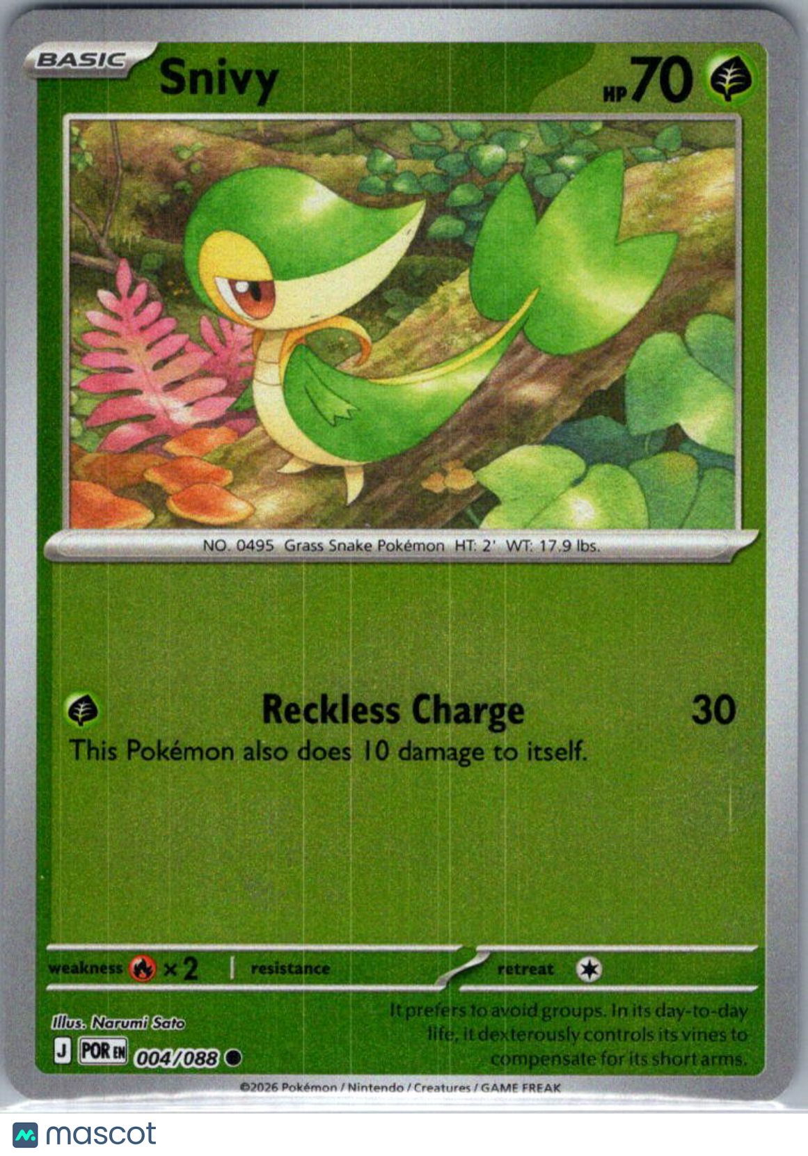 2026 Mega Evolution – Perfect Order Snivy Reverse Holo #4/88