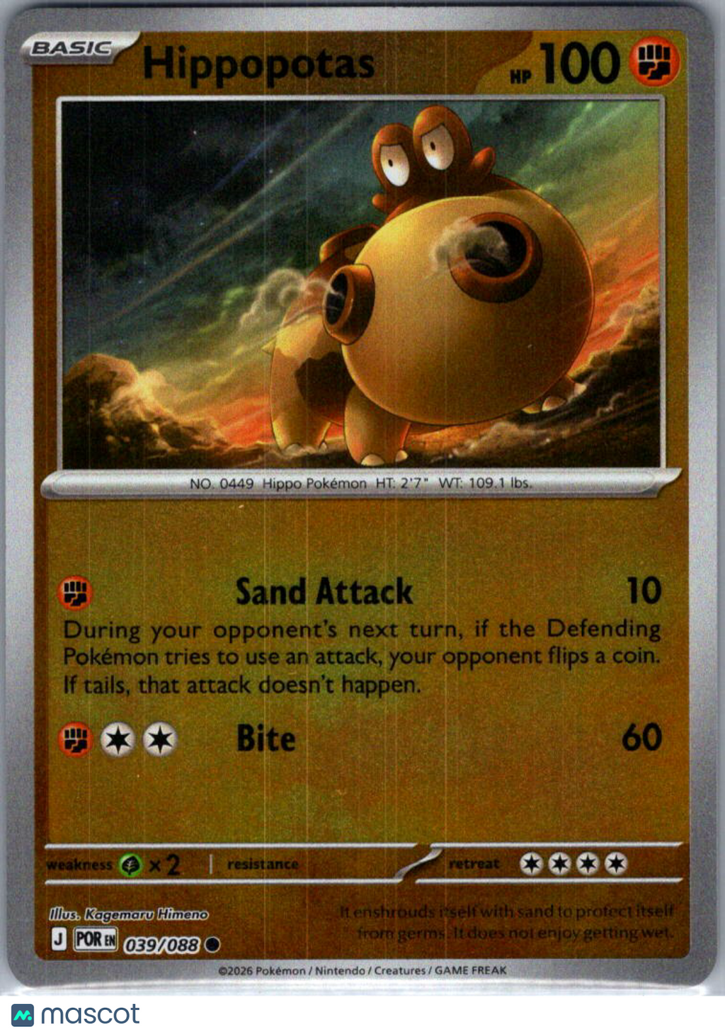 2026 Mega Evolution – Perfect Order Hippopotas Reverse Holo #39/88