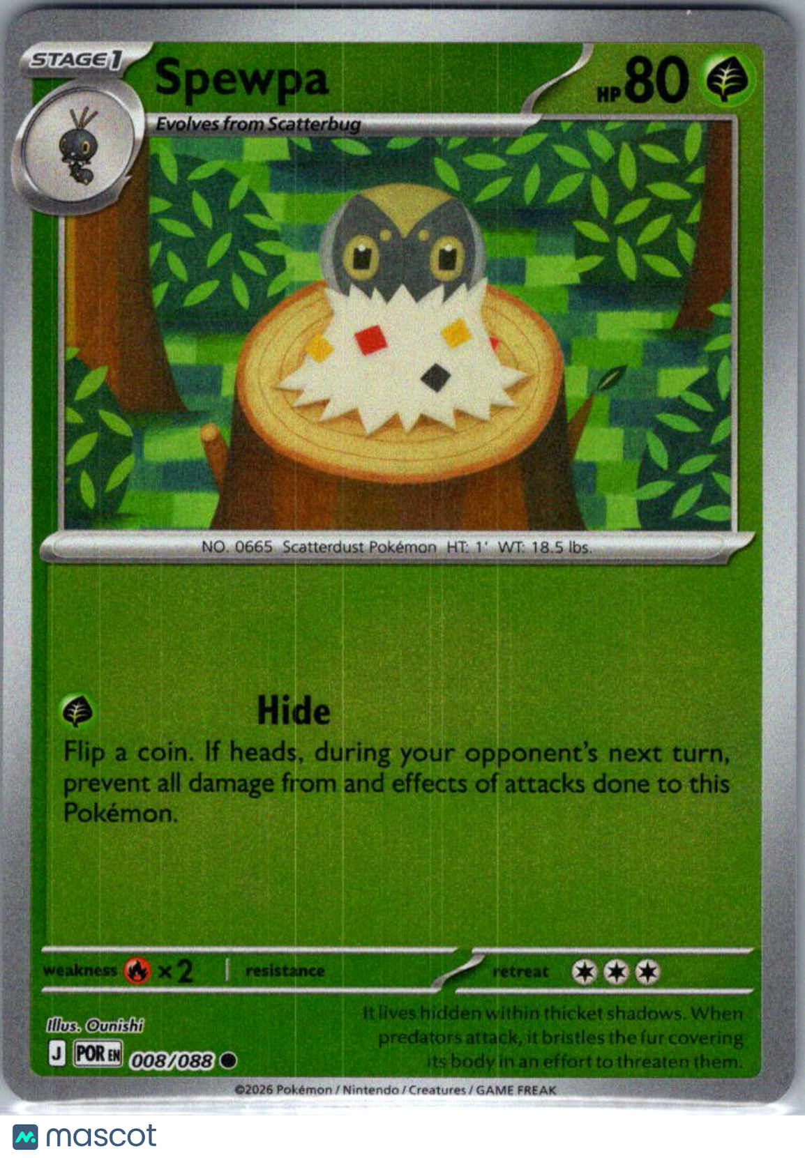 2026 Mega Evolution – Perfect Order Spewpa Reverse Holo #8/88