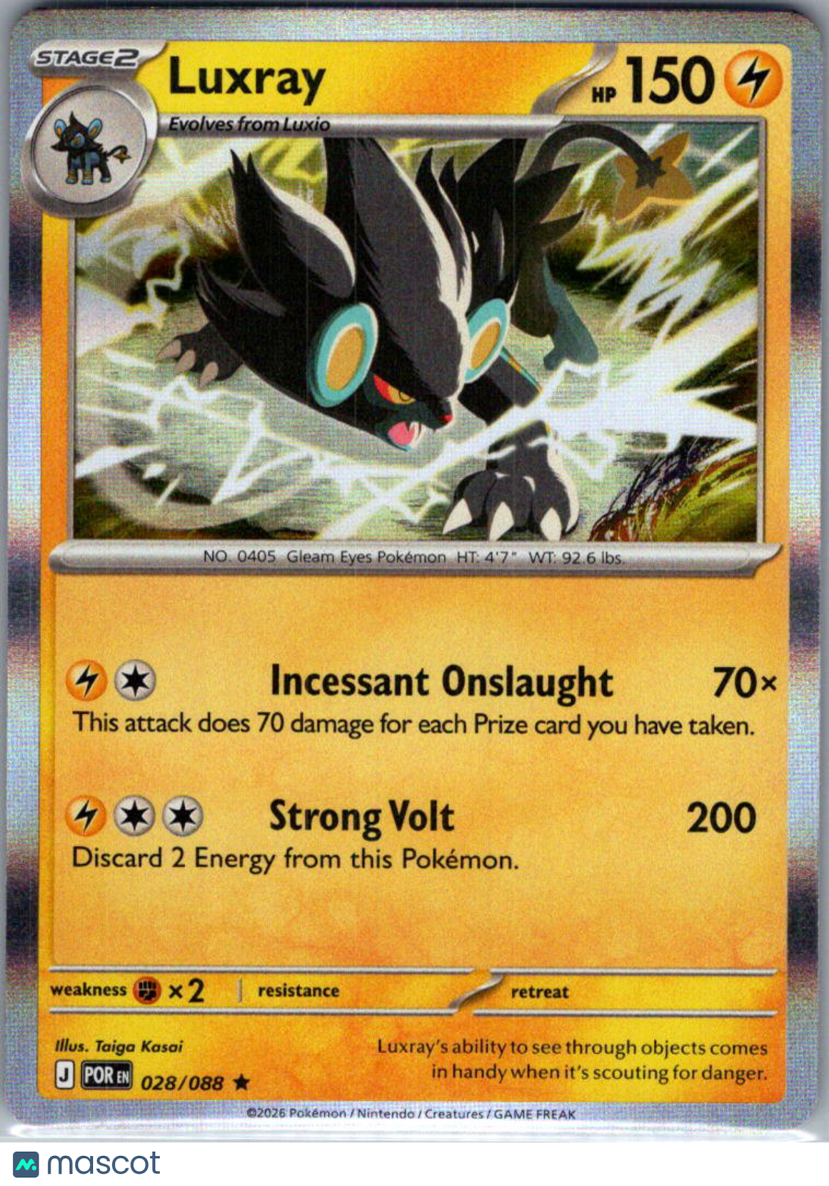 2026 Mega Evolution – Perfect Order Luxray Holo Rare #28/88