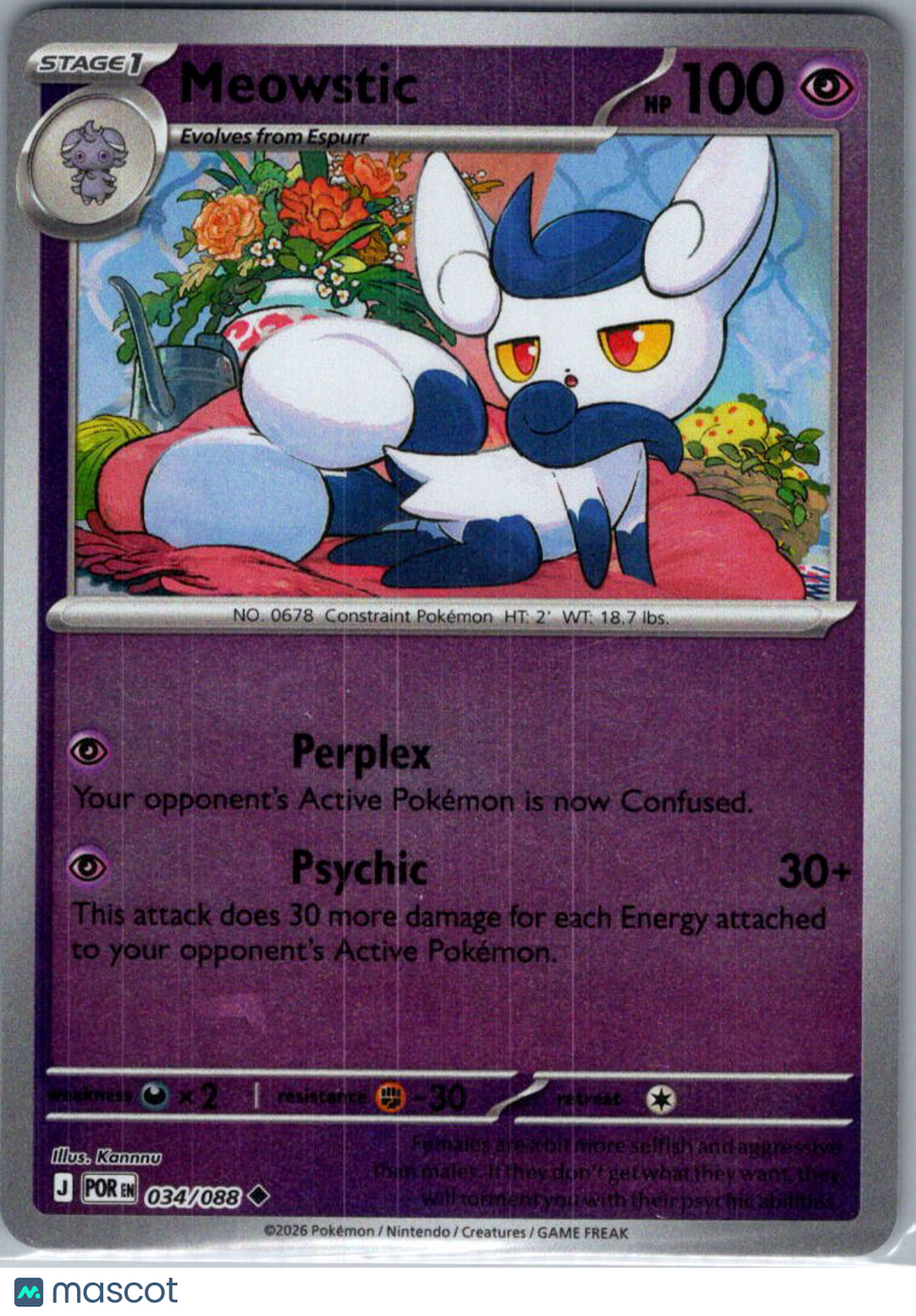 2026 Mega Evolution – Perfect Order Meowstic Reverse Holo Uncommon #34/88