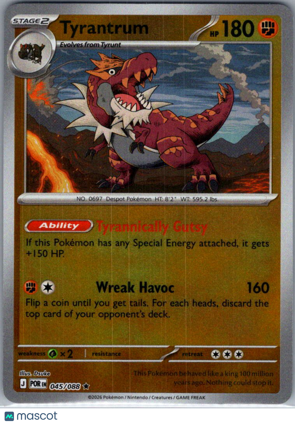 2026 Mega Evolution – Perfect Order Tyrantrum Reverse Holo Rare #45/88
