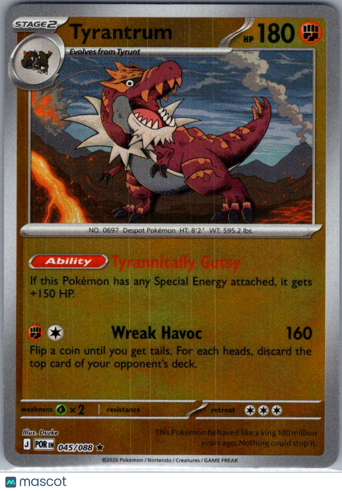2026 Mega Evolution – Perfect Order Tyrantrum Reverse Holo Rare #45/88