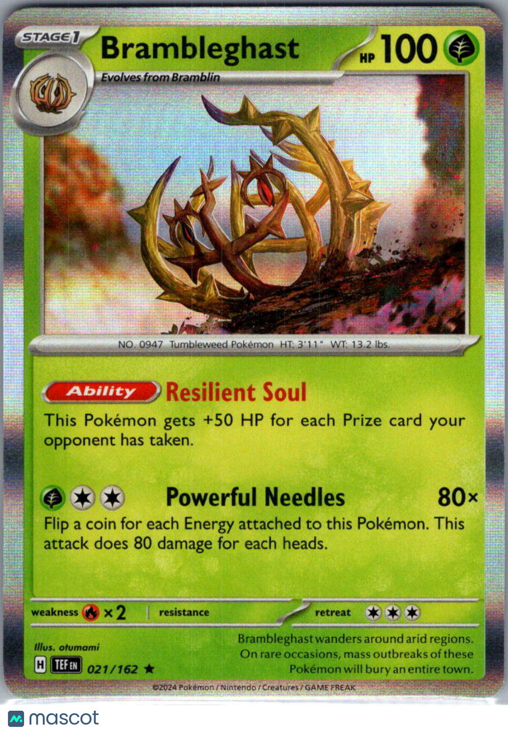 2024 Temporal Forces Brambleghast Reverse Holo Rare #21/162