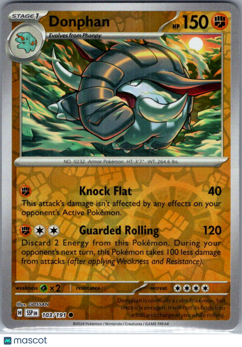 2024 Surging Sparks Donphan Reverse Holo #103/191