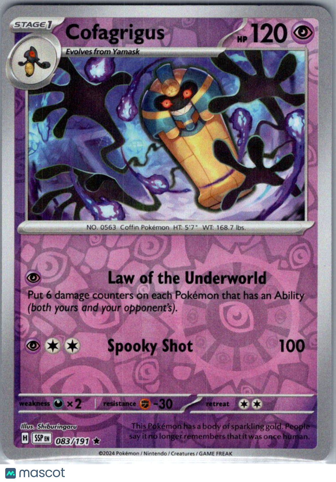 2024 Surging Sparks Cofagrigus Holo Rare #83/191