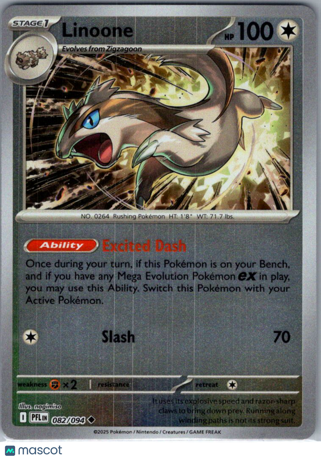 2025 Mega Evolution – Phantasmal Flames Linoone Reverse Holo Uncommon #82/94