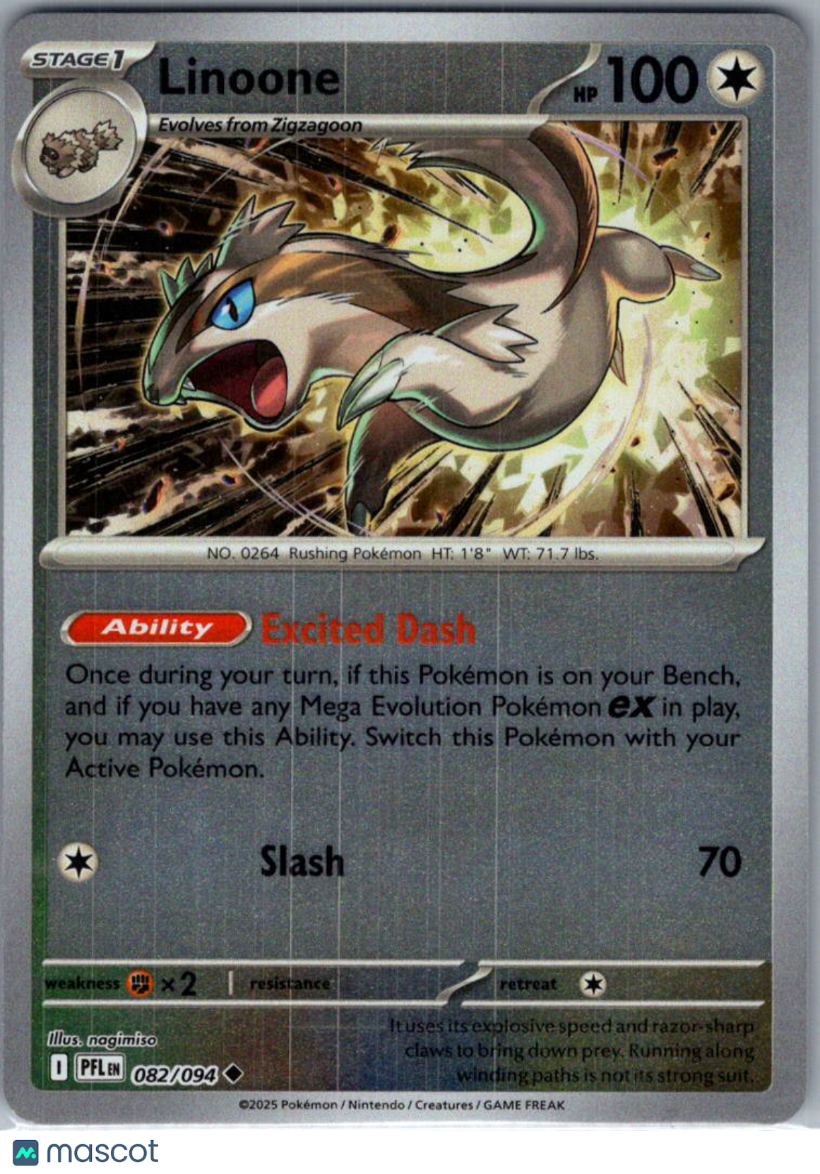 2025 Mega Evolution – Phantasmal Flames Linoone Reverse Holo Uncommon #82/94