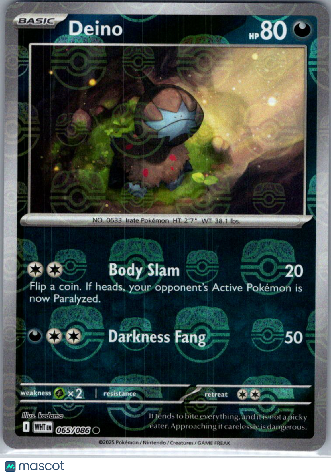 2025 White Flare Deino Reverse Holo #65/86
