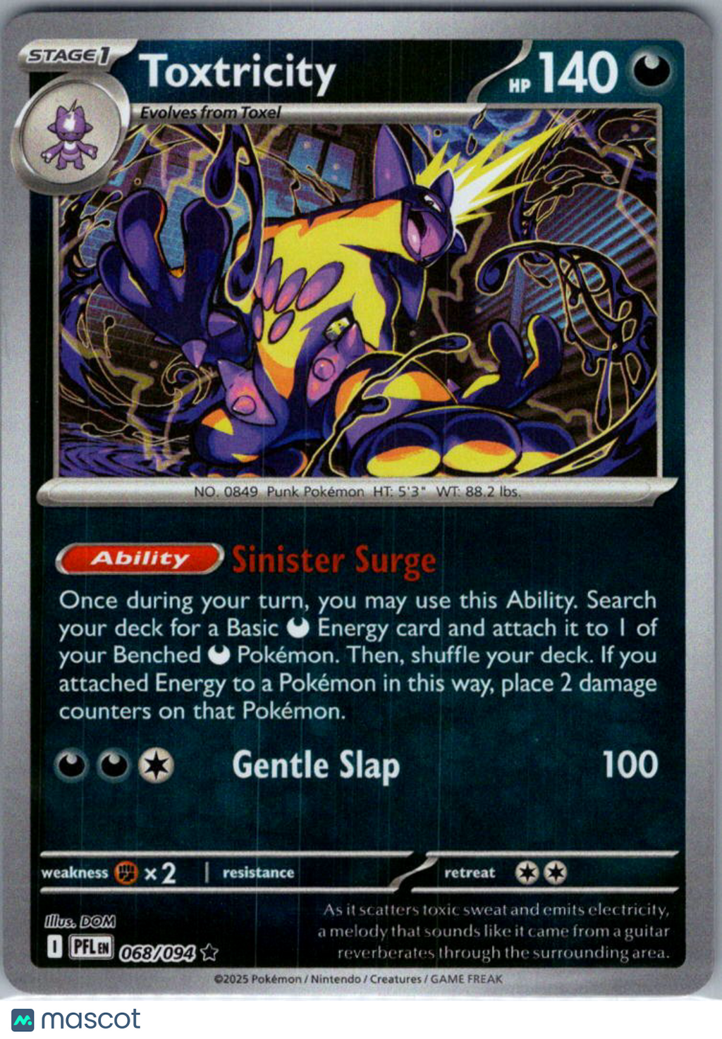 2025 Mega Evolution – Phantasmal Flames Toxtricity Holo Rare #68/94