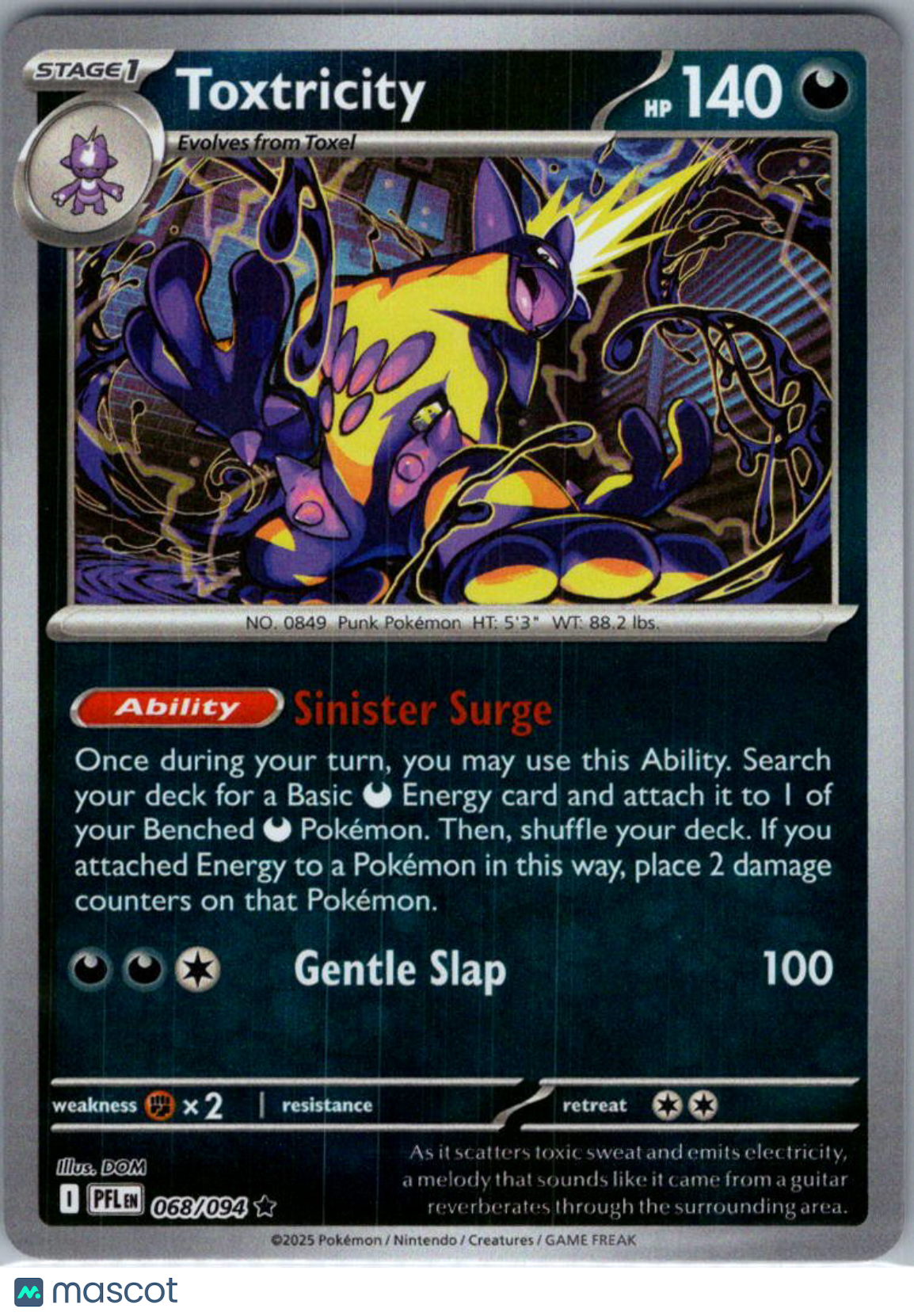 2025 Mega Evolution – Phantasmal Flames Toxtricity Holo Rare #68/94