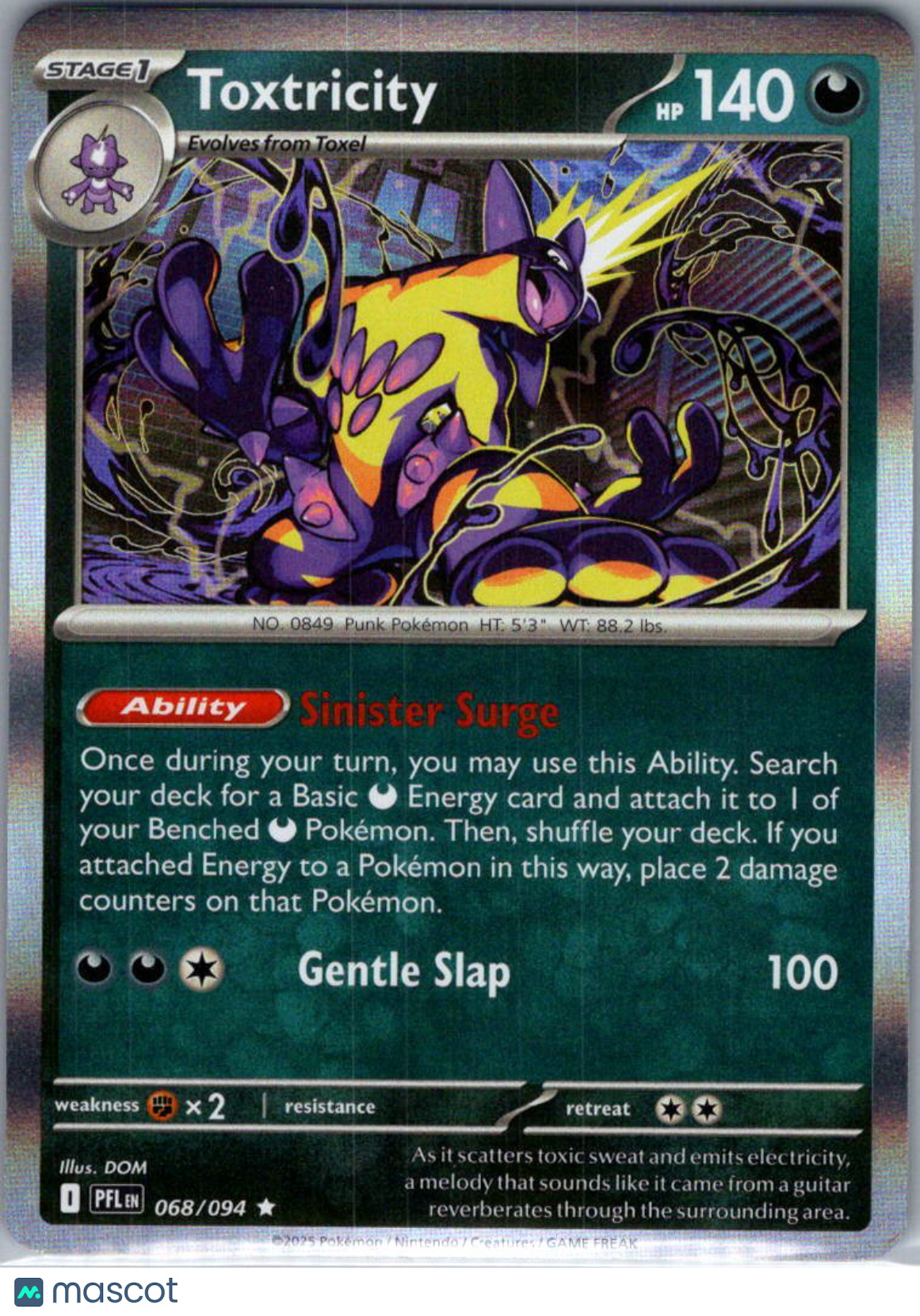 2025 Mega Evolution – Phantasmal Flames Toxtricity Reverse Holo Rare #68/94