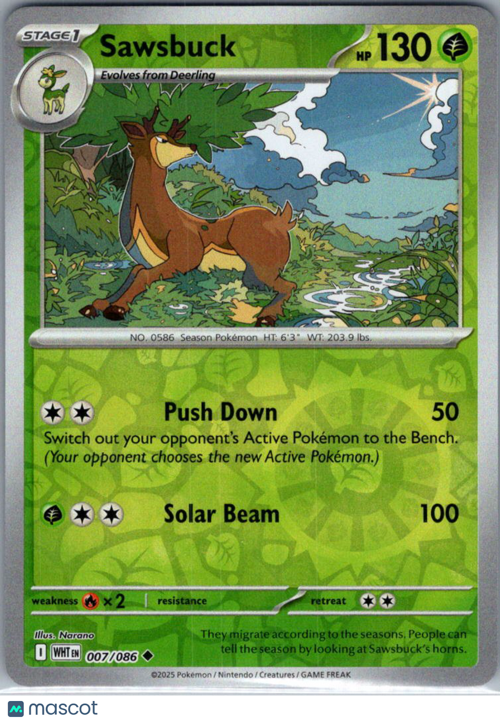 2025 White Flare Sawsbuck Reverse Holo Uncommon #7/86
