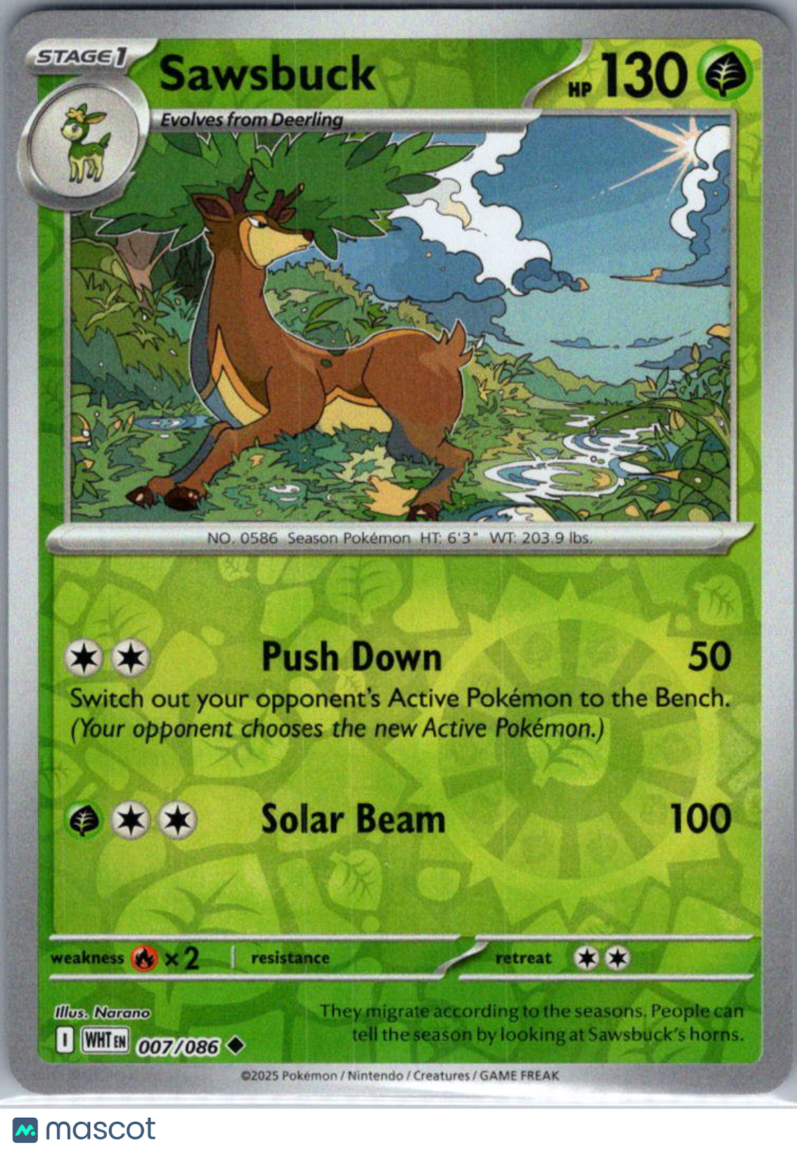 2025 White Flare Sawsbuck Reverse Holo Uncommon #7/86