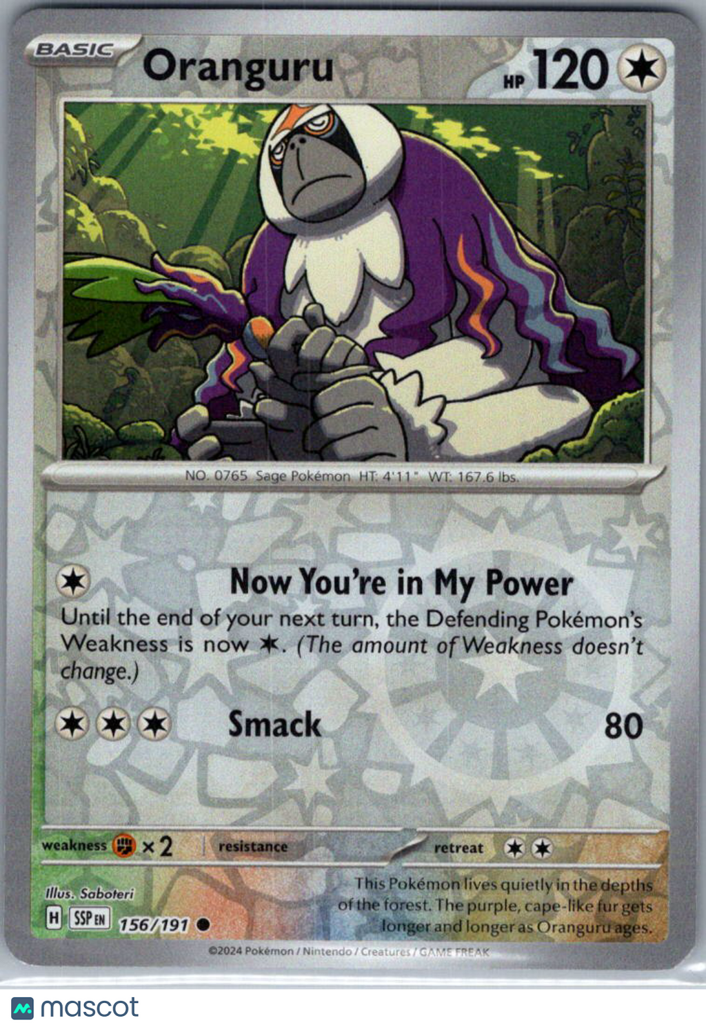 2024 Surging Sparks Oranguru Reverse Holo #156/191