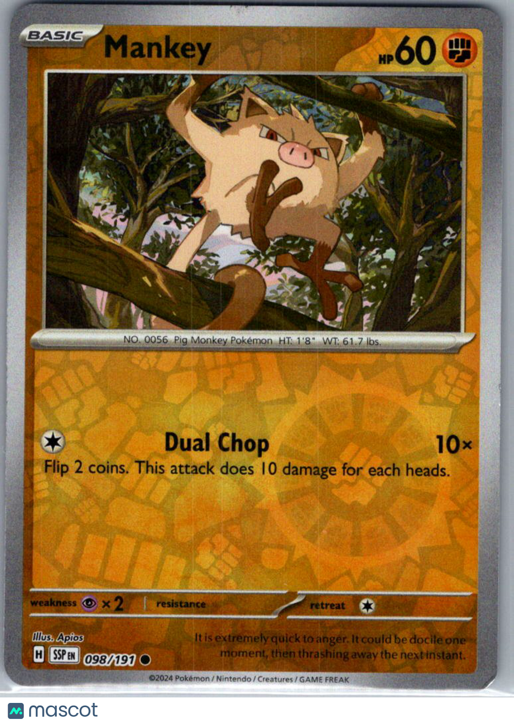 2024 Surging Sparks Mankey Reverse Holo #98/191