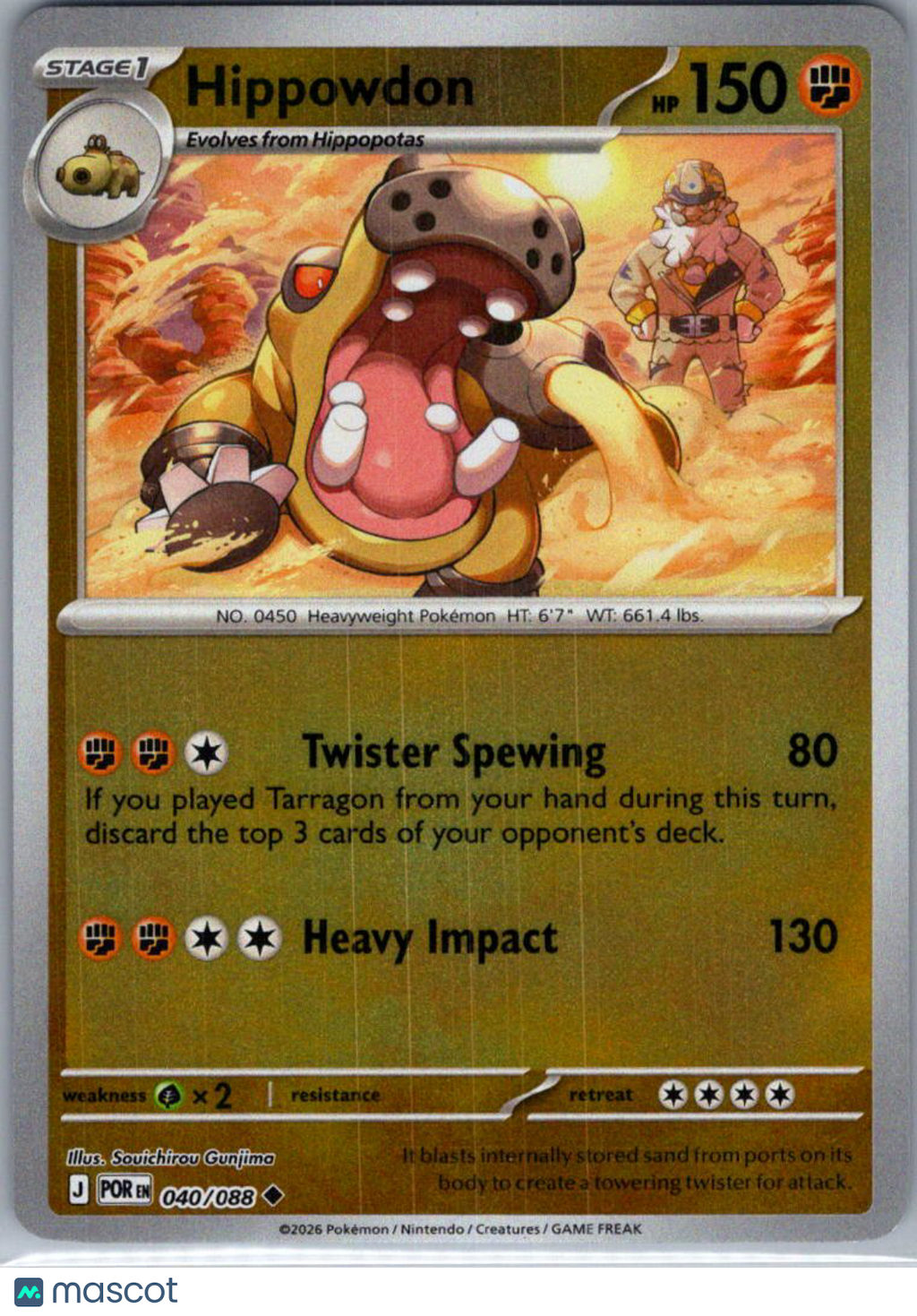 2026 Mega Evolution – Perfect Order Hippowdon Uncommon #40/88
