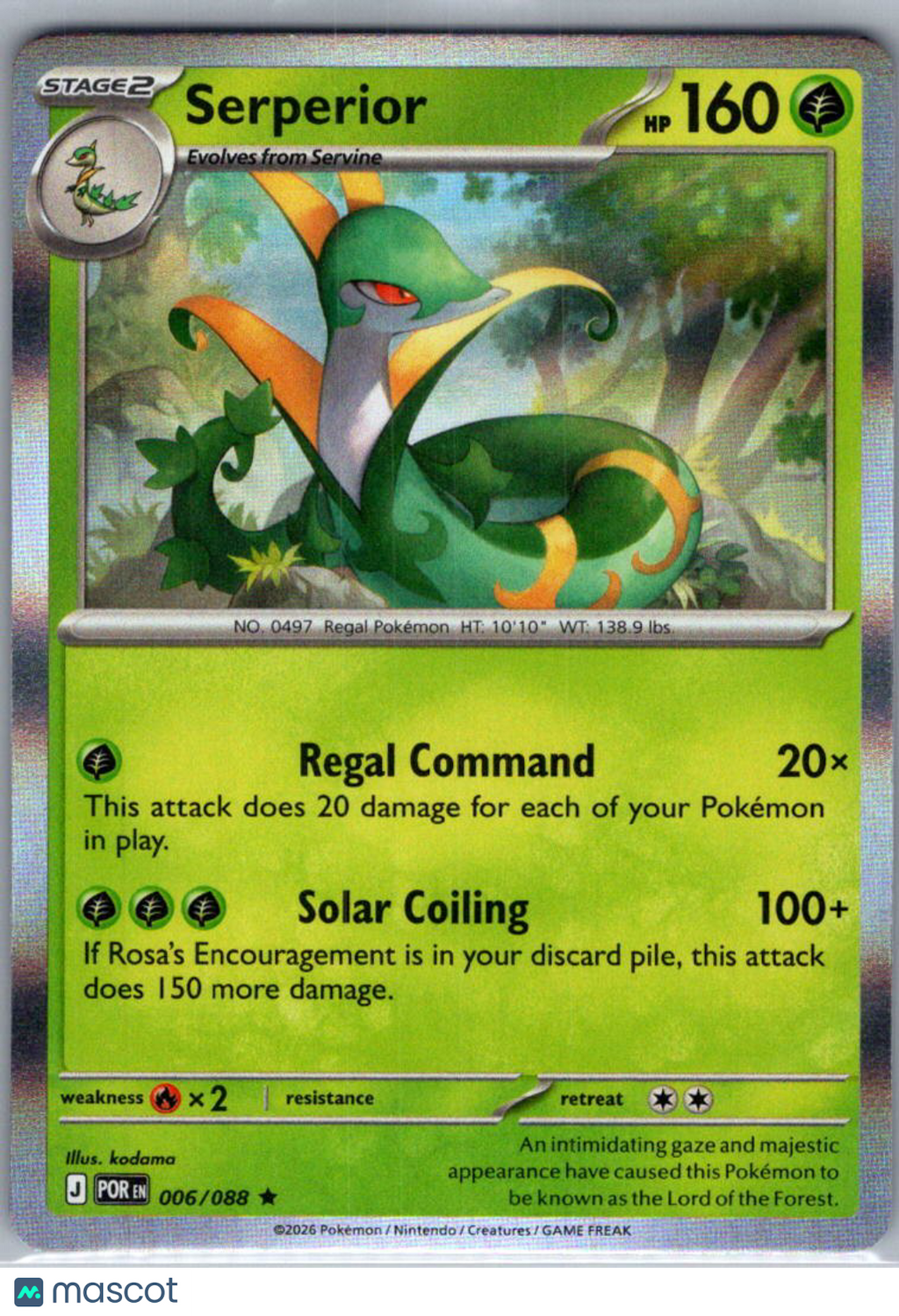 2026 Mega Evolution – Perfect Order Serperior Holo Rare #6/88