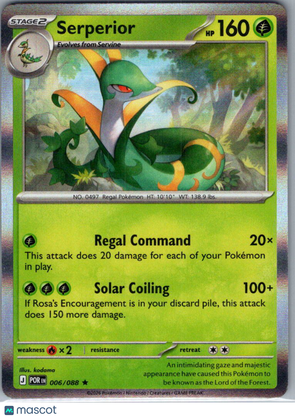 2026 Mega Evolution – Perfect Order Serperior Holo Rare #6/88