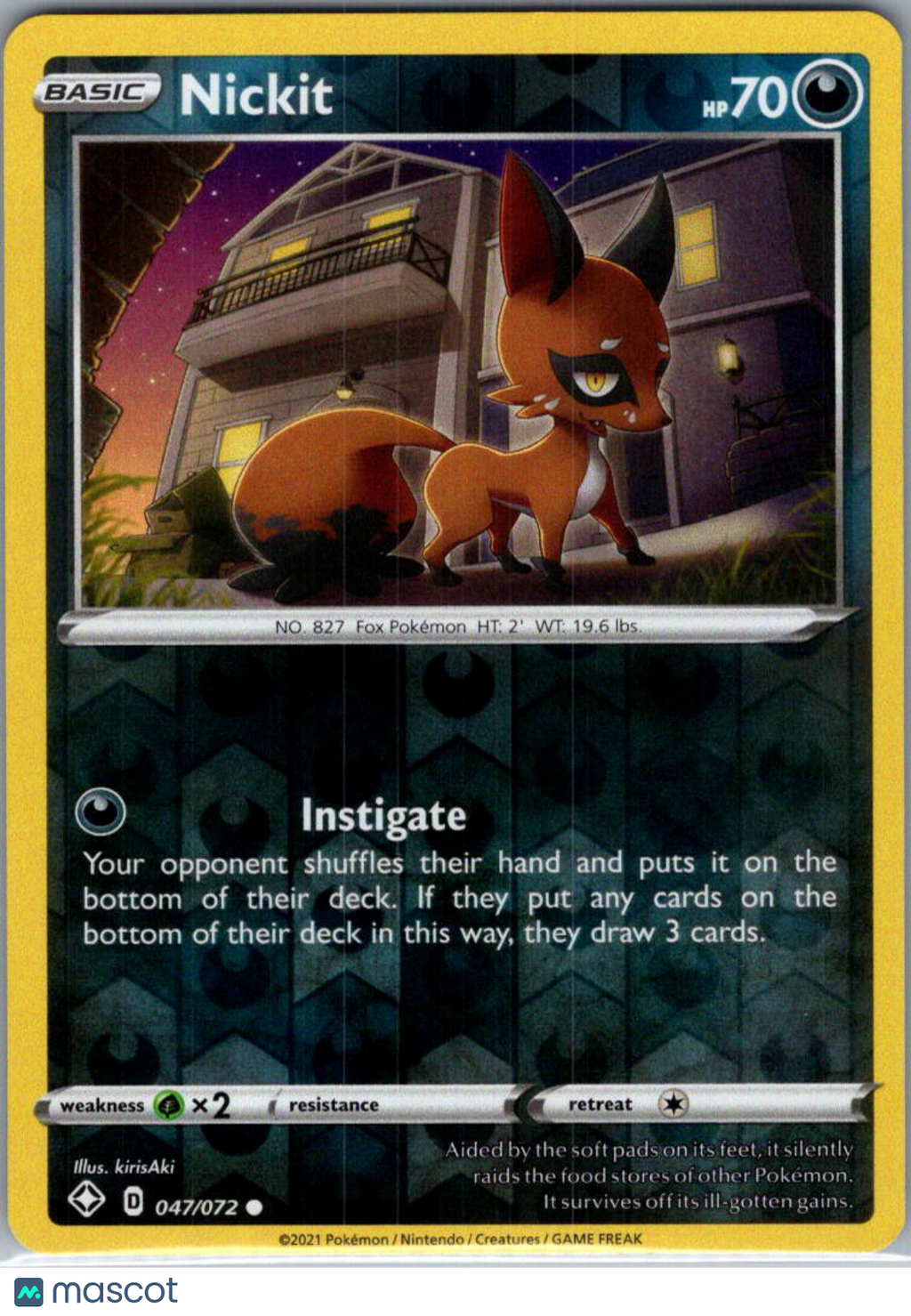 2021 Shining Fates Nickit Reverse Holo #47/72