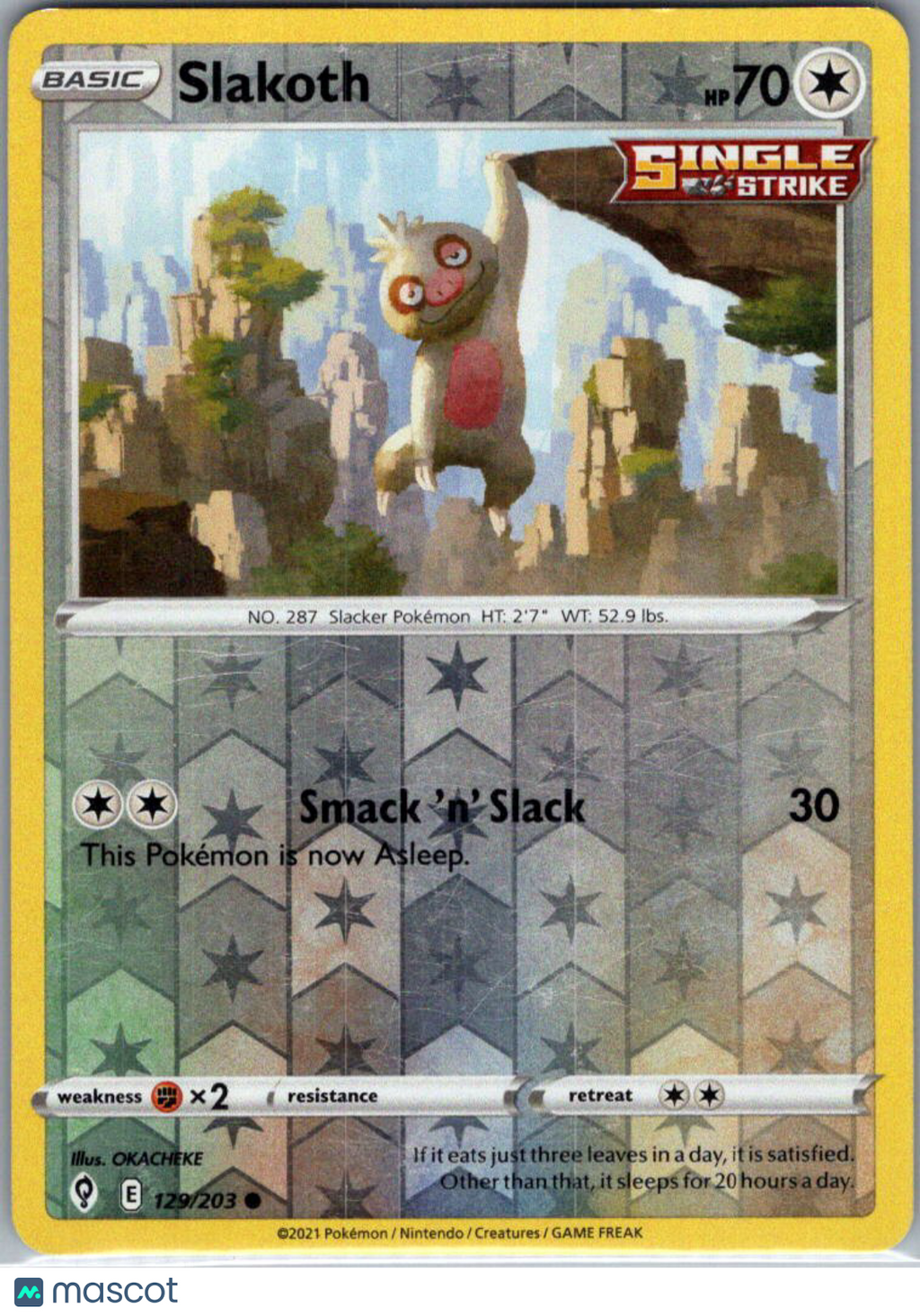2021 Evolving Skies Slakoth Reverse Holo #129/203