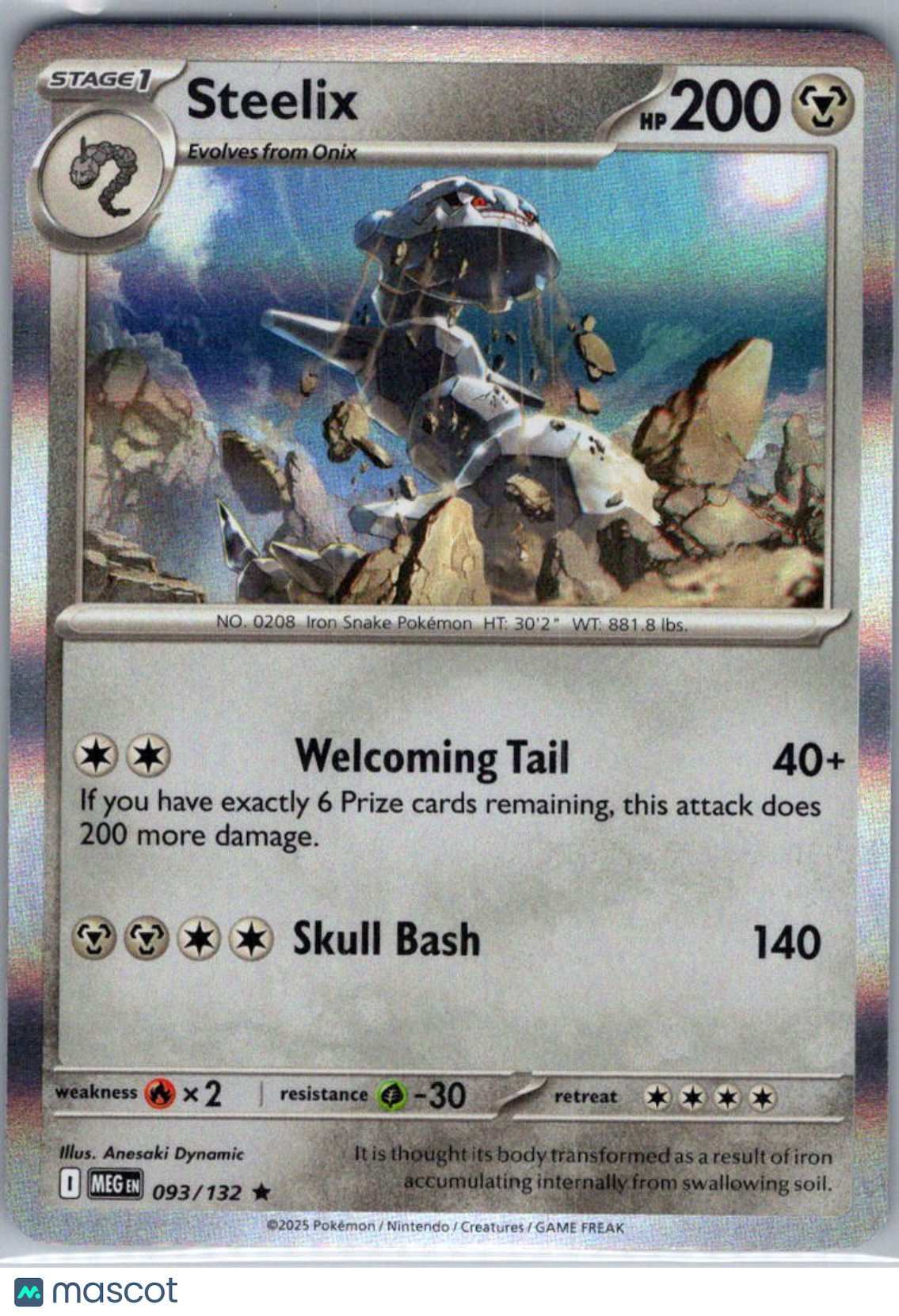2025 Mega Evolution Steelix Reverse Holo Rare #93/132