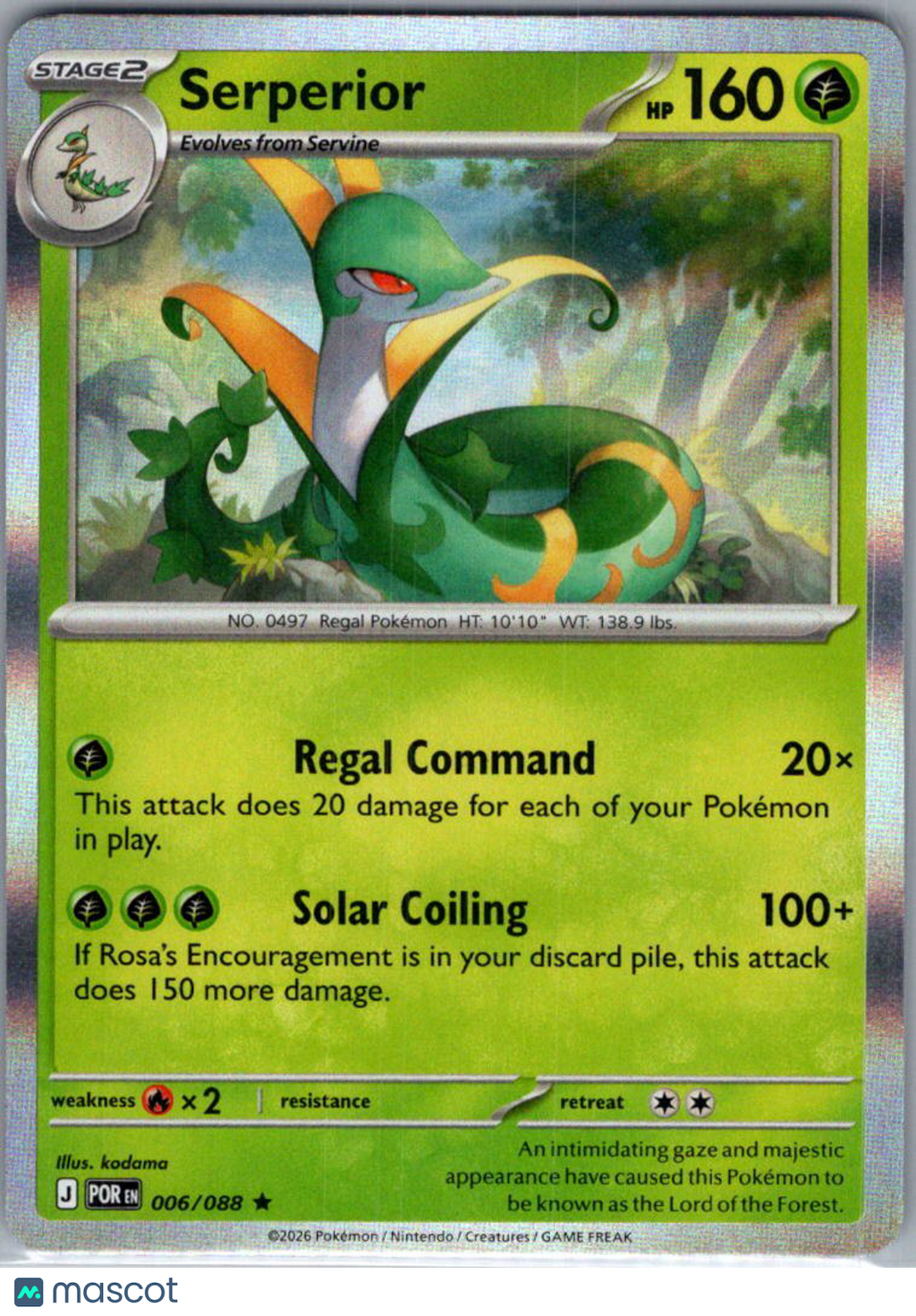 2026 Mega Evolution – Perfect Order Serperior Holo Rare #6/88