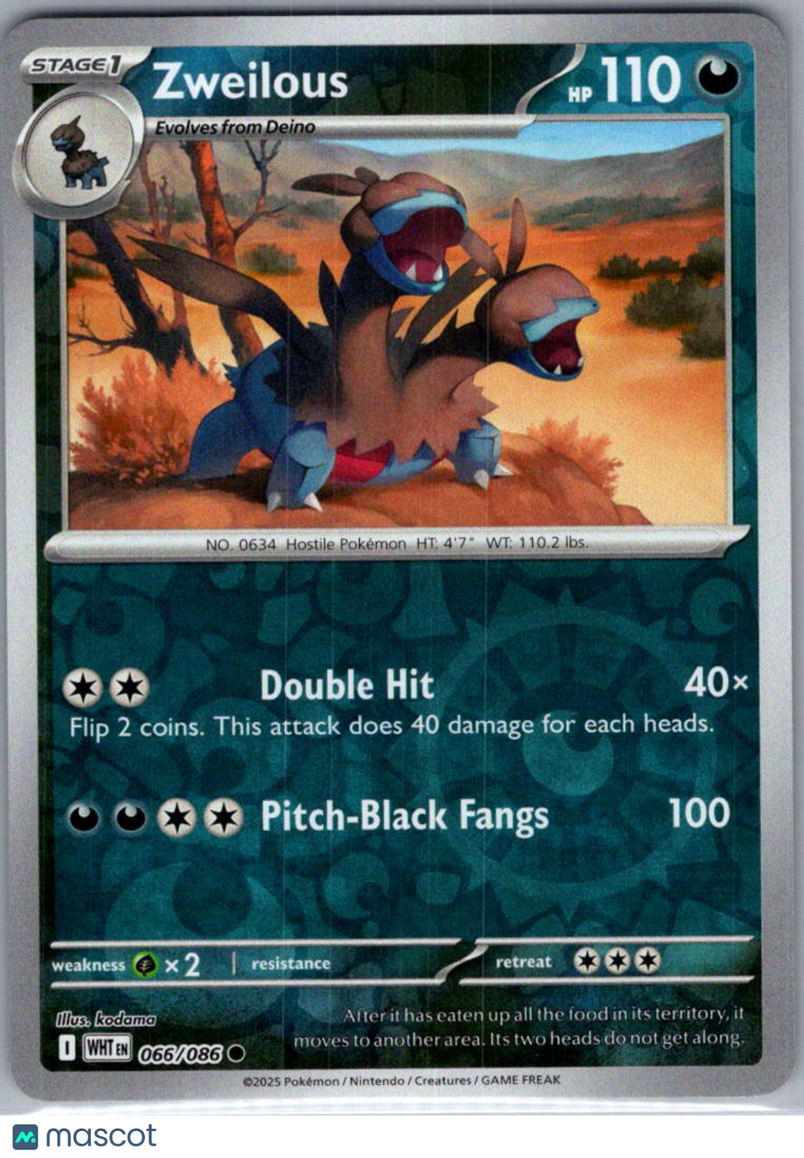 2025 White Flare Zweilous Reverse Holo #66/86