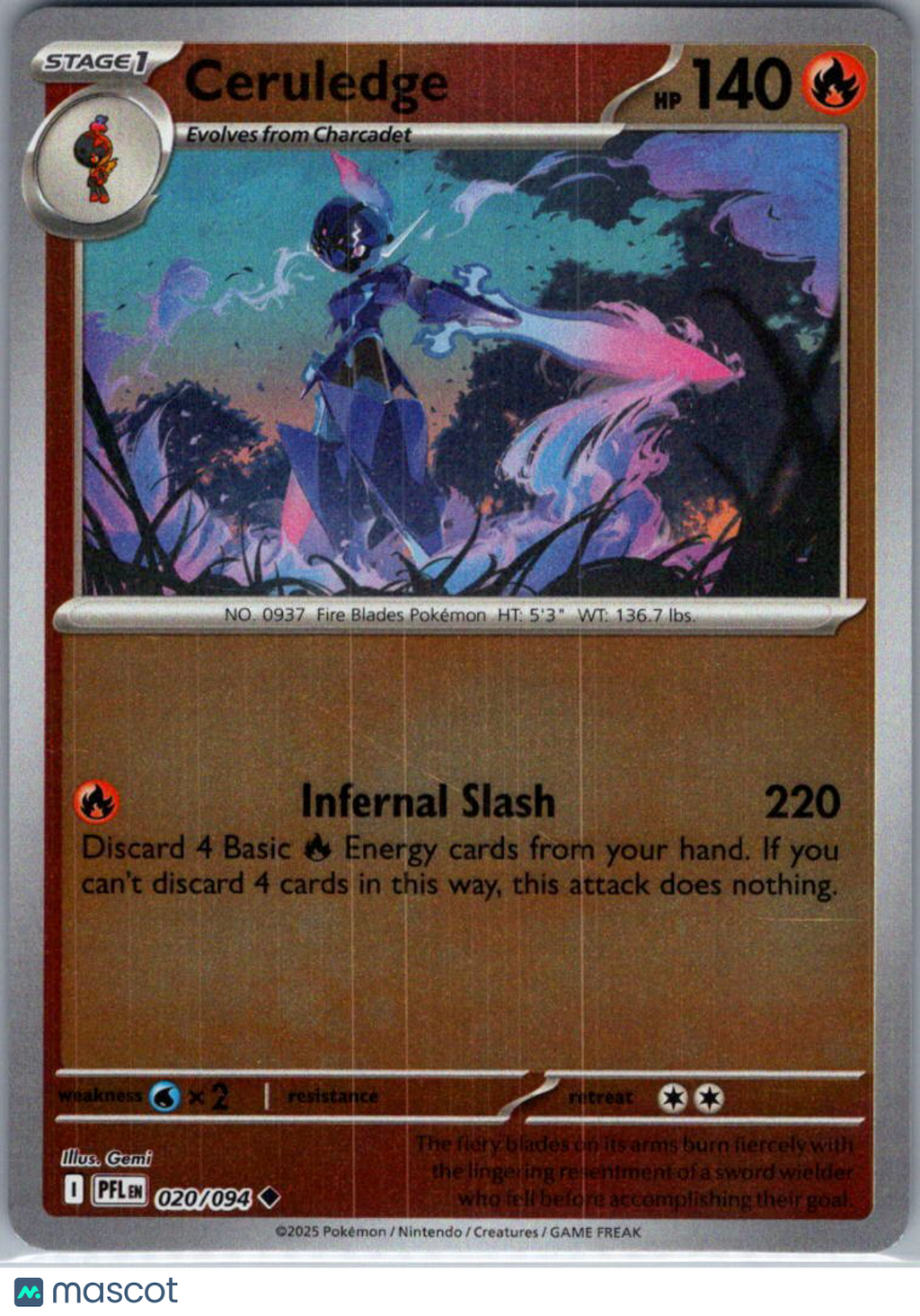 2025 Mega Evolution – Phantasmal Flames Ceruledge Reverse Holo Uncommon #20/94
