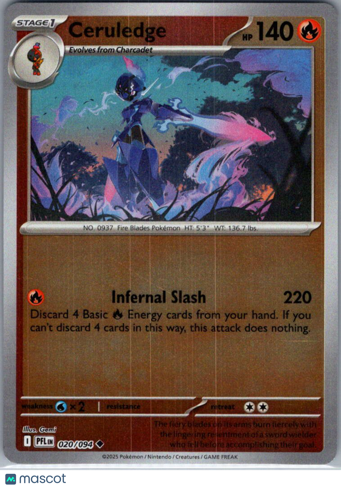 2025 Mega Evolution – Phantasmal Flames Ceruledge Reverse Holo Uncommon #20/94