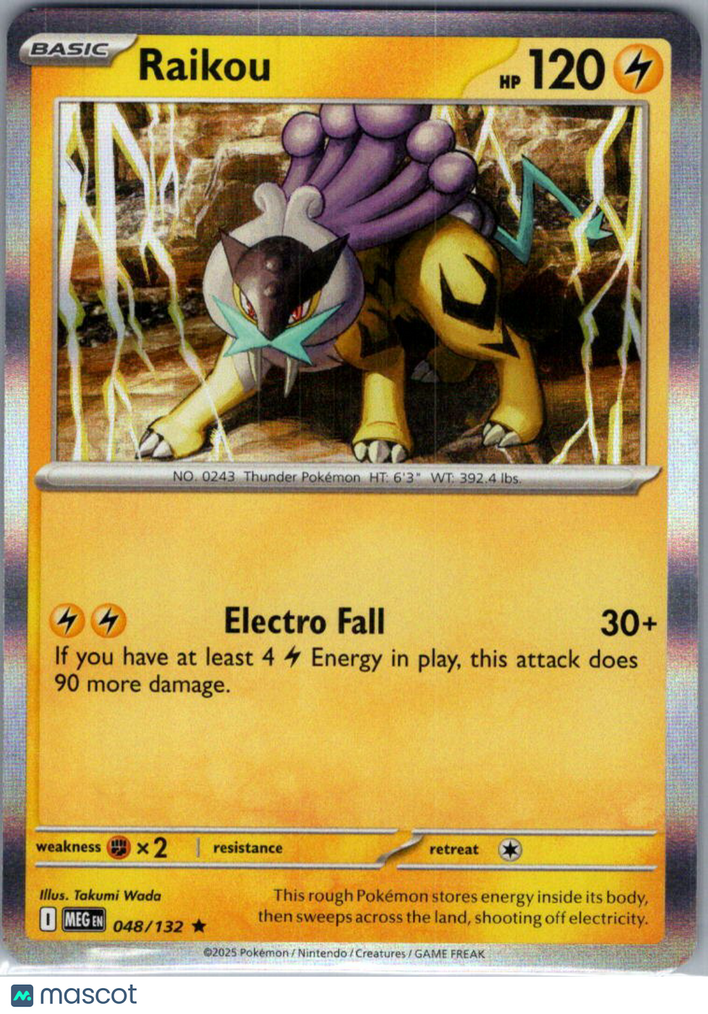 2025 Mega Evolution Raikou Reverse Holo Rare #48/132