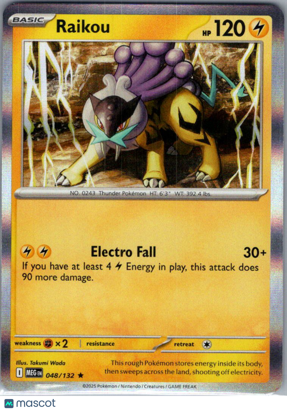 2025 Mega Evolution Raikou Reverse Holo Rare #48/132