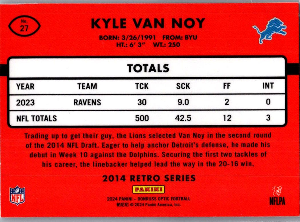 2024 Panini Donruss Optic Retro Series Kyle Van Noy #27