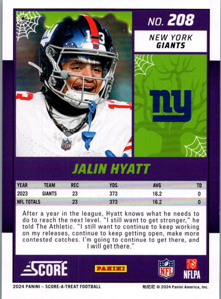 2024 Panini Score Score-A-Treat Jalin Hyatt #208 Halloween Green