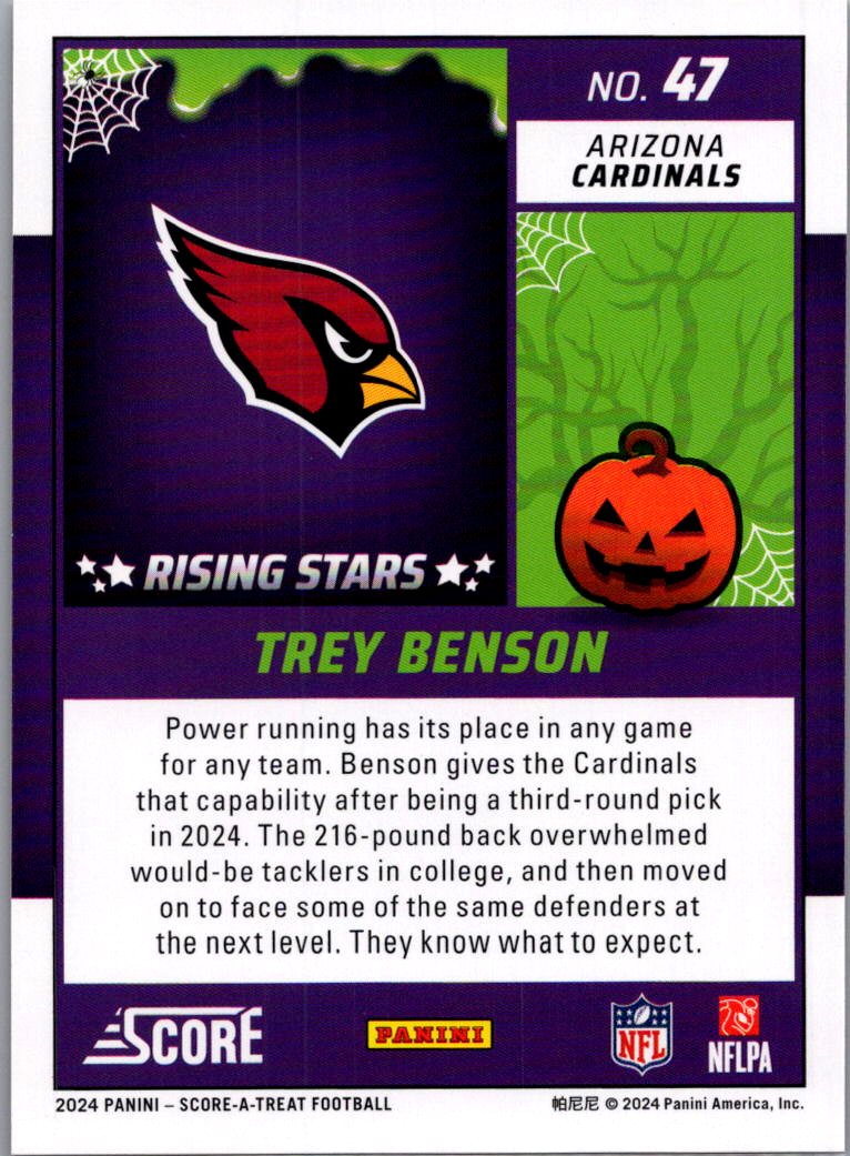2024 Panini Score-A-Treat Trey Benson #47 Halloween Orange RC