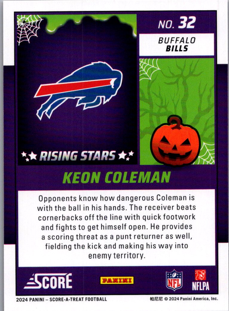 2024 Panini Score Score-A-Treat Keon Coleman #32 Halloween Orange RC