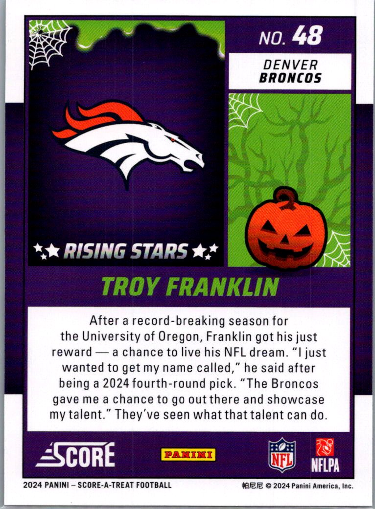 2024 Score Score-A-Treat Troy Franklin #48 Halloween Green RC