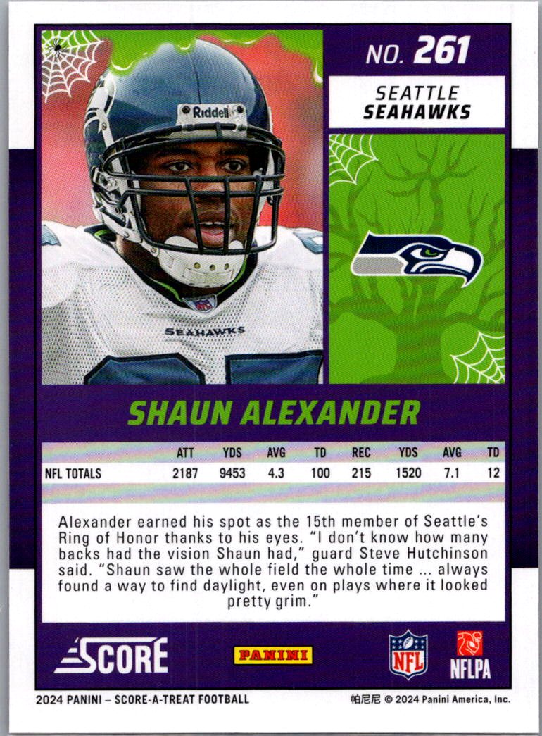 2024 Score Score-A-Treat Football Shaun Alexander #261 Halloween Orange