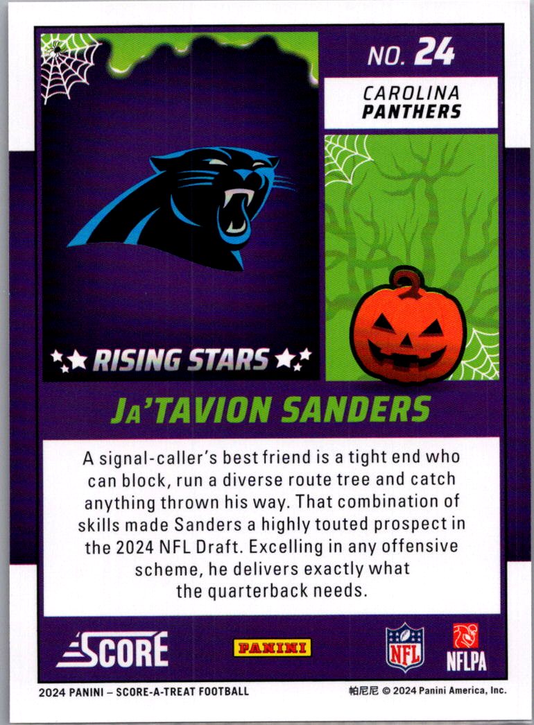 2024 Score Score-A-Treat Ja'Tavion Sanders #24 Halloween Orange RC