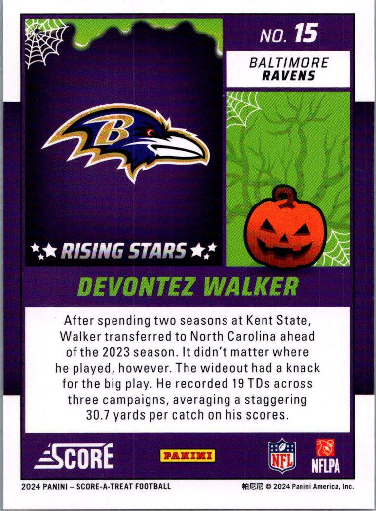 2024 Panini Score Score-A-Treat Devontez Walker #15 Halloween Green RC