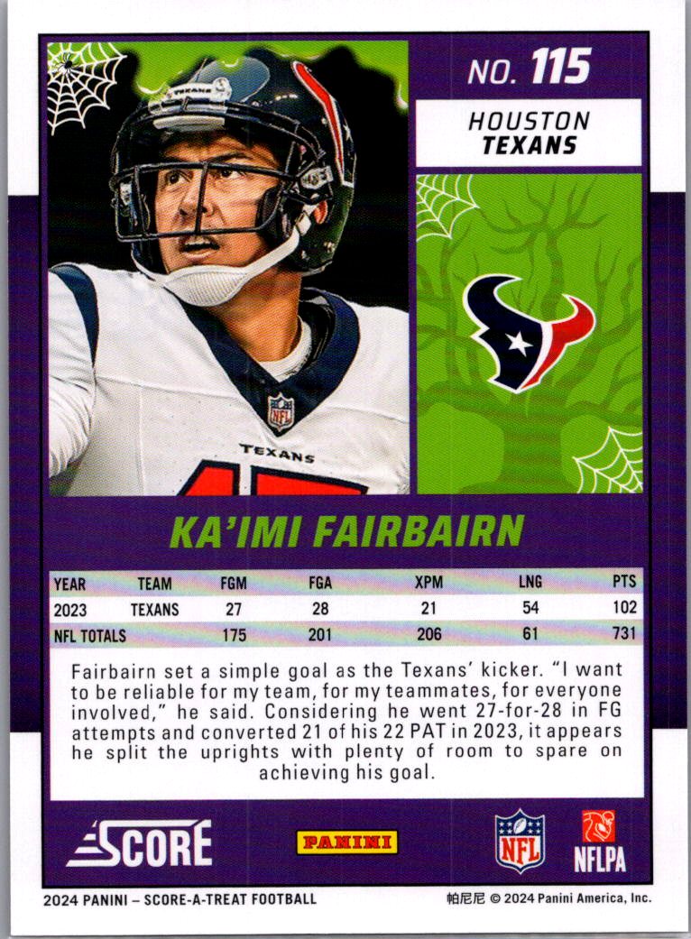2024 Panini Score-A-Treat Football Ka'imi Fairbairn #115 Halloween Orange
