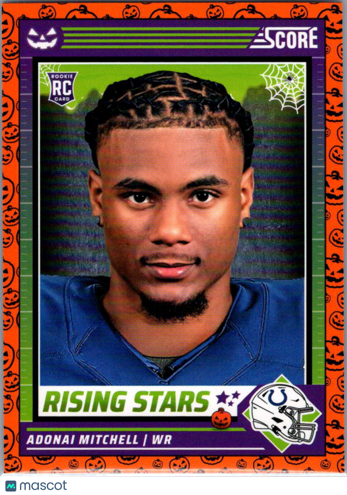 2024 Score Score-A-Treat Football Adonai Mitchell #1 Halloween Orange RC