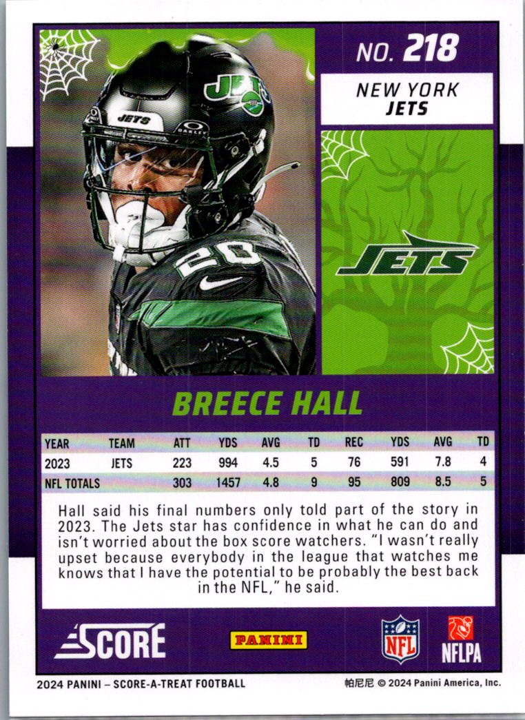 2024 Score Breece Hall #218 Halloween Green