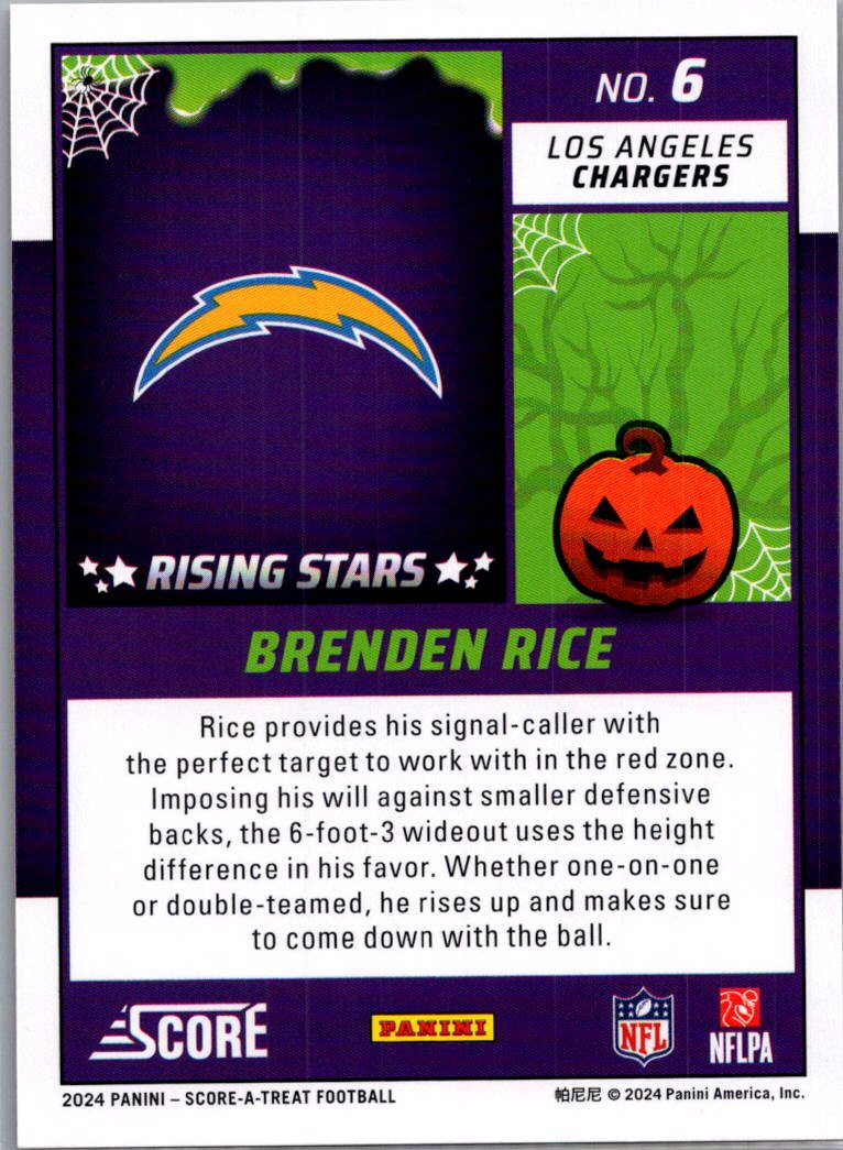 2024 Score Score-A-Treat Brenden Rice #6 Halloween Orange RC