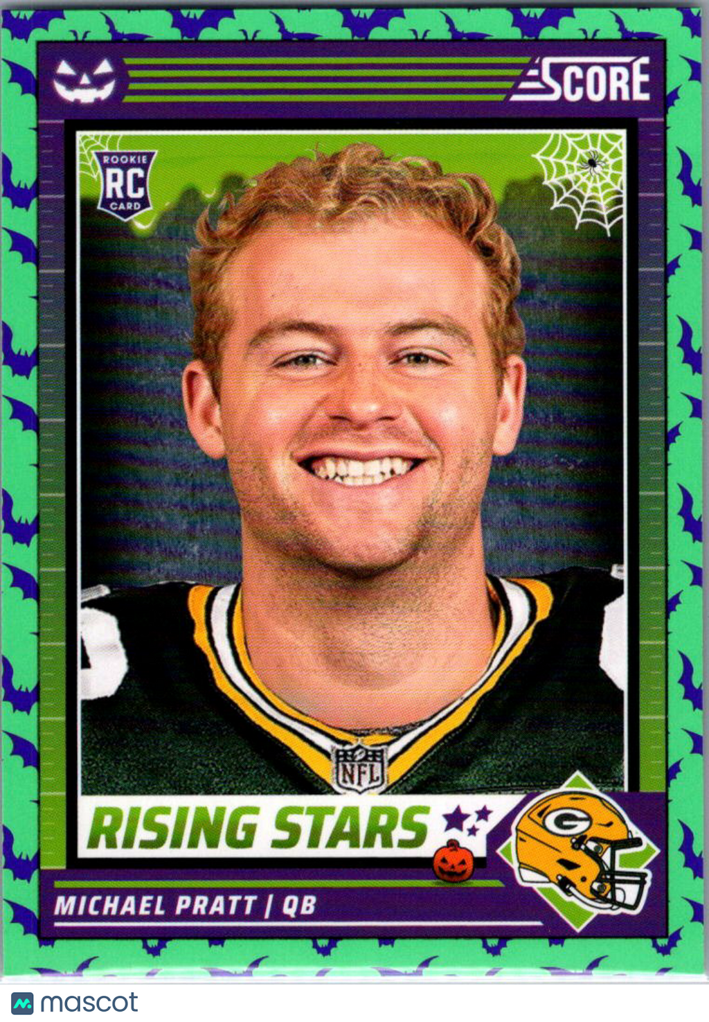 2024 Panini Score-A-Treat Football Michael Pratt #40 Halloween Green RC