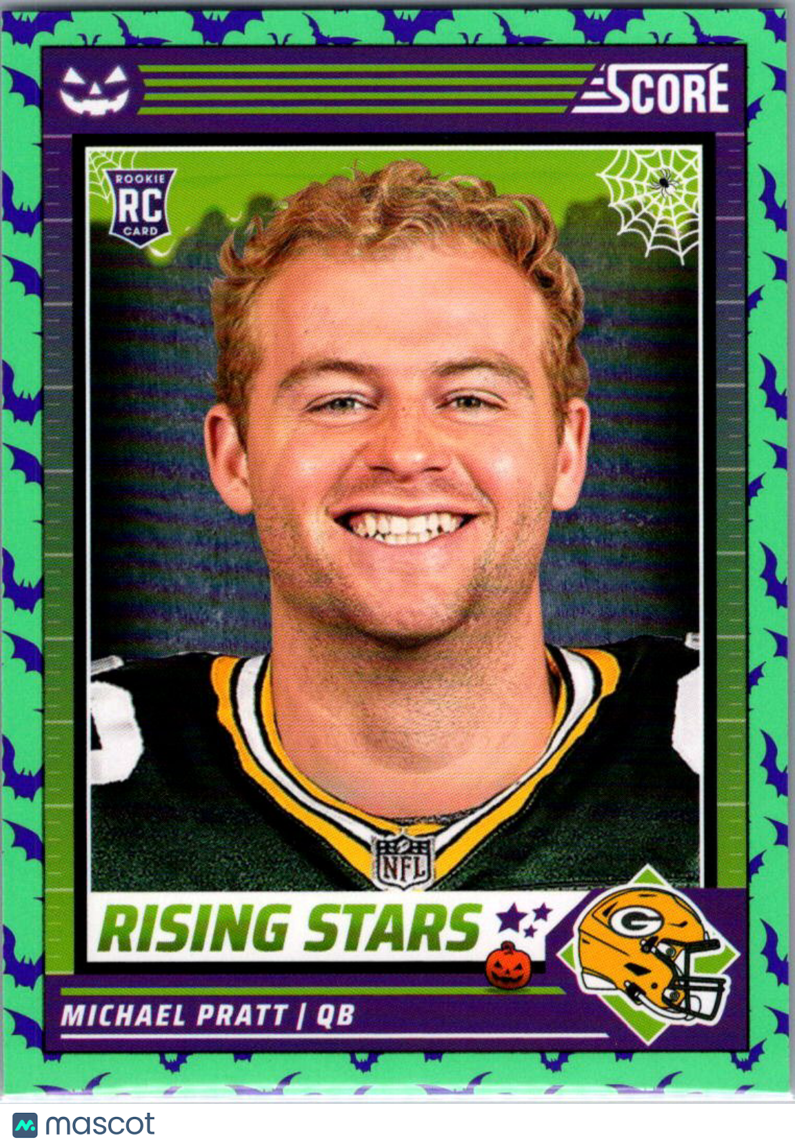 2024 Panini Score-A-Treat Football Michael Pratt #40 Halloween Green RC