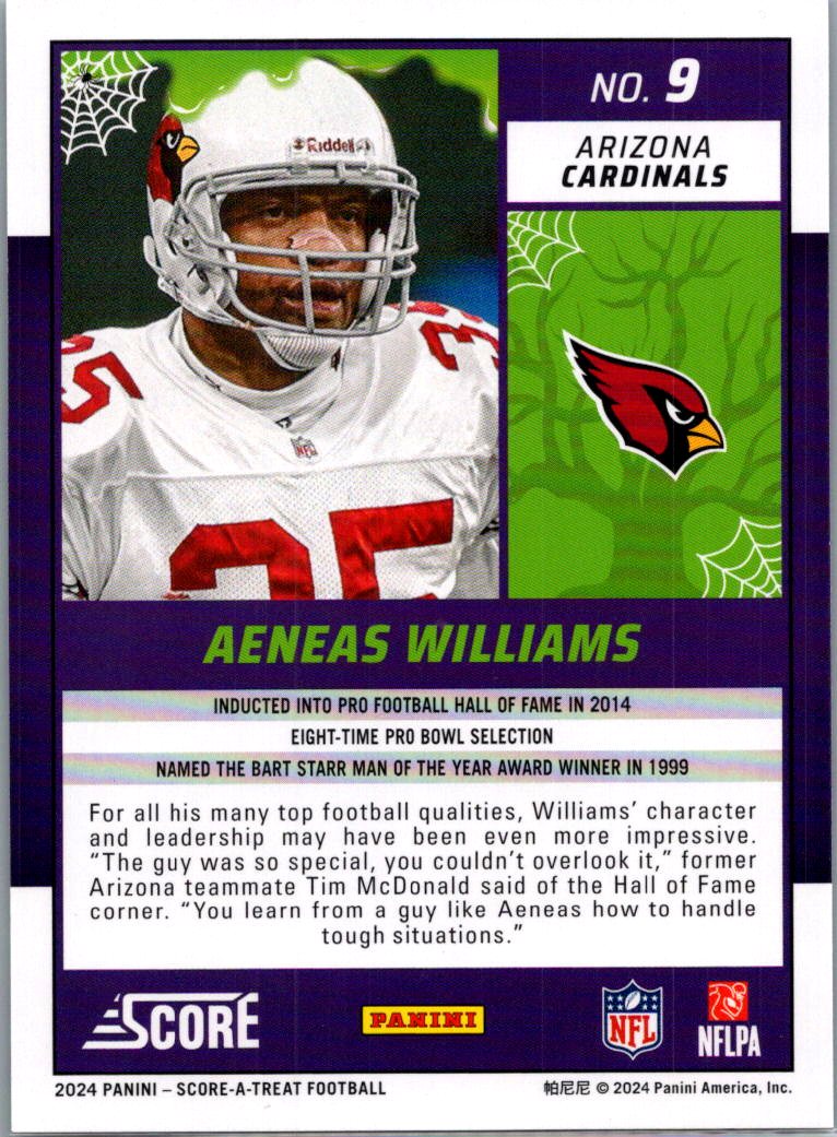 2024 Panini Score Score-A-Treat Football Aeneas Williams #9 Halloween Green