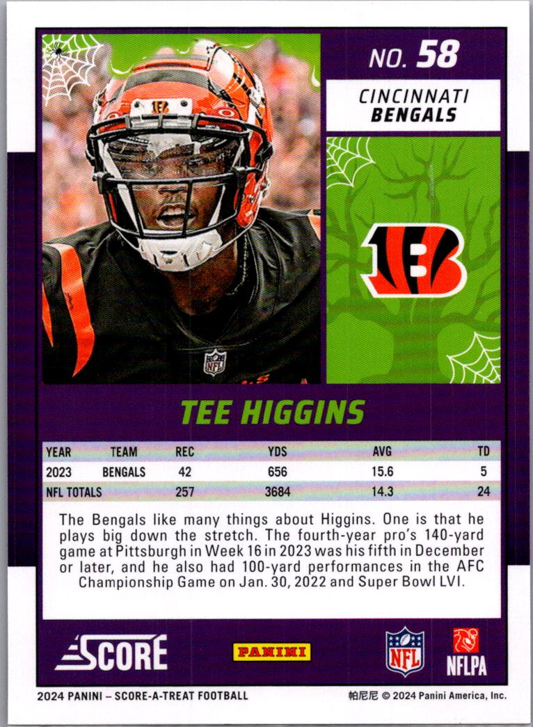 2024 Panini Score Score-A-Treat Tee Higgins #58 Halloween Orange
