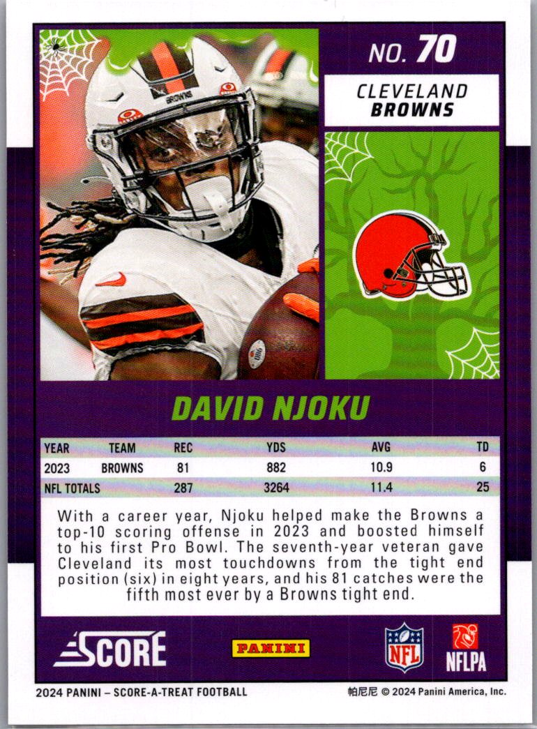 2024 Score Score-A-Treat David Njoku #70 Halloween Orange