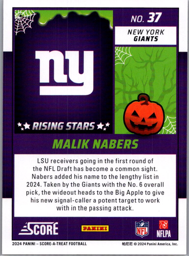 2024 Panini Score-A-Treat Malik Nabers #37 Halloween Orange RC